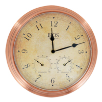Horloge ext&eacute;rieure 3 en 1, Analogique, &agrave; piles, 14" dia., Brun Rock Safety Industrial Ltd