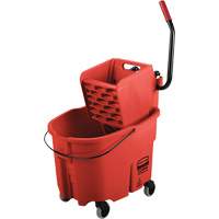Ensemble de seau pour vadrouille et essoreuse WaveBrake, Pression lat&eacute;rale, 8,75 gal. US (35 pintes), Rouge Rock Safety Industrial Ltd