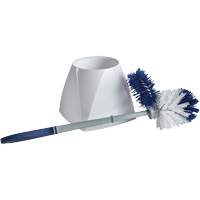 Toilet Brush with Lip & Holder, 15" L, Synthetic Bristles, White Rock Safety Industrial Ltd