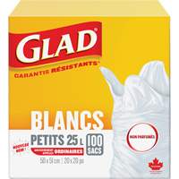 Petits sacs &agrave; ordures 25 L sans parfum, R&eacute;gulier, 20" la x 20" lo, Blanc Rock Safety Industrial Ltd