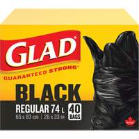 74L Garbage Bags, Regular, 26" W x 33" L, Black Rock Safety Industrial Ltd