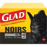 74L Garbage Bags, Regular, 26" W x 33" L, Black Rock Safety Industrial Ltd