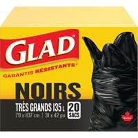 135L Garbage Bags, Regular, 31" W x 42" L, Black Rock Safety Industrial Ltd