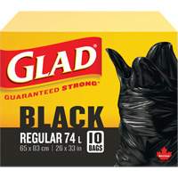 74L Garbage Bags, Regular, 26" W x 33" L, Black Rock Safety Industrial Ltd