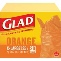 135L Garbage Bags, Regular, 31" W x 42" L, Orange Rock Safety Industrial Ltd