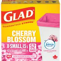Sacs parfum&eacute;s et de couleur fleur de cerisier de Glad, Fort, 17" la x 20" lo, Rose, Capacit&eacute; 15 L (3,96 gal) Rock Safety Industrial Ltd