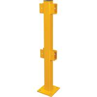 Poteau en ligne pour garde-corps l&eacute;gers, Acier, 42" h, Jaune s&eacute;curit&eacute; OSHA Rock Safety Industrial Ltd