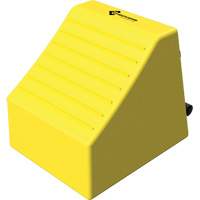 Cale de roue ultra-robuste pour l'exploitation mini&egrave;re Checkers Safety, PEHD, Jaune, 14-1/2" la x 17-1/2" p x 16" h Rock Safety Industrial Ltd