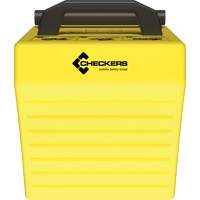 Cale de roue ultra-robuste pour l'exploitation mini&egrave;re Checkers Safety, PEHD, Jaune, 14-1/2" la x 17-1/2" p x 16" h Rock Safety Industrial Ltd