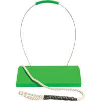Cale de roue pour avion Checkers Safety SafeRay avec poign&eacute;e ergonomique &agrave; cordage en boucle, Ur&eacute;thane, Vert fluorescent, 24" la x 8" p x 6" h Rock Safety Industrial Ltd