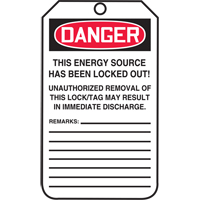 &eacute;tiquettes de verrouillage, Papier cartonn&eacute;, 3-1/8" la x 5-7/8" h, Anglais Rock Safety Industrial Ltd