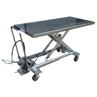 Pneumatic Hydraulic Scissor Lift Table, Stainless Steel, 63" L x 31-1/2" W, 1000 lbs. Cap. Rock Safety Industrial Ltd