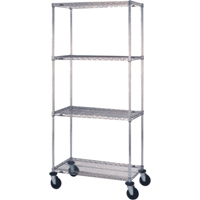 Wire Shelf Cart, Chrome Plated, 24" x 81" x 48", 800 lbs. Capacity Rock Safety Industrial Ltd