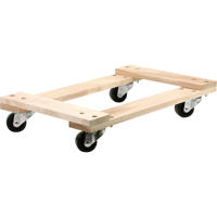 Wood Dollies - Medium-Duty, Polyolefin Wheels, 900 lbs. Capacity, 18" W x 30" D x 7" H Rock Safety Industrial Ltd