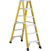 6600 Series Industrial Heavy-Duty 2-Way Stepladders, Fibreglass, 300 lbs. Capacity, 6' Rock Safety Industrial Ltd