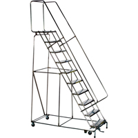 Lockstep Rolling Ladders, 5 Steps, 24" Step Width, 50" Platform Height, Stainless Steel Rock Safety Industrial Ltd