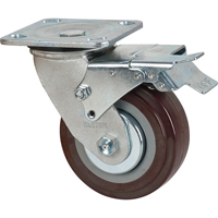 Caster, Swivel with Brake, 5" (127 mm), Polyurethane, 650 lbs. (294 kg.) Rock Safety Industrial Ltd