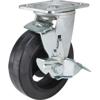 Mold-on Caster, Swivel with Brake, 6" (152.4 mm), Rubber, 550 lbs. (249 kg.) Rock Safety Industrial Ltd