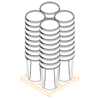 Baril emboîtable en poly&eacute;thyl&egrave;ne, 55 gal. US (45 gal. imp.), Dessus ouvert, Jaune Rock Safety Industrial Ltd