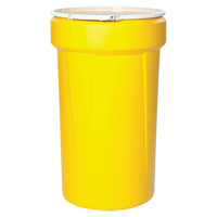 Baril emboîtable en poly&eacute;thyl&egrave;ne, 55 gal. US (45 gal. imp.), Dessus ouvert, Jaune Rock Safety Industrial Ltd