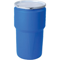 Baril emboîtable en poly&eacute;thyl&egrave;ne, 14 gal. US (11,7 gal. imp.), Dessus ouvert, Bleu Rock Safety Industrial Ltd