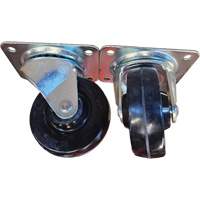 Roulette avec plaque, Pivotant, 4" (101,6 mm), Caoutchouc, 225 lb (102 kg) Rock Safety Industrial Ltd