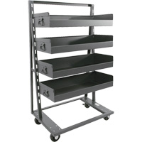 Single-Sided Heavy Duty A-Frame Cart with 4 Large Lipped Trays, 38" x 25" x 63", 2500 lbs. Capacity Rock Safety Industrial Ltd