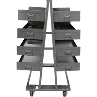 Double-Sided Heavy Duty A-Frame Cart with 8 Large Lipped Trays, 38" x 30" x 63", 2500 lbs. Capacity Rock Safety Industrial Ltd