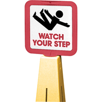 C&ocirc;nes de d&eacute;viation - &eacute;tiquettes de message  Watch Your Step , Adh&eacute;sif, Anglais avec pictogramme Rock Safety Industrial Ltd