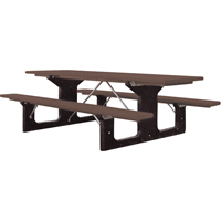 Tables de pique-nique en plastique recycl&eacute;, 6' lo x 61-1/2" la, Brun Rock Safety Industrial Ltd