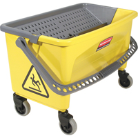 Seaux avec plaque essoreuse pour produits en microfibres, Pression vers le bas, 10,75 gal. US (43 Quart), Jaune Rock Safety Industrial Ltd