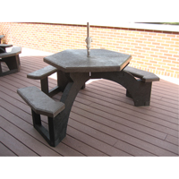 Recycled Plastic Hexagon Picnic Tables, 78" L x 78" W, Brown Rock Safety Industrial Ltd