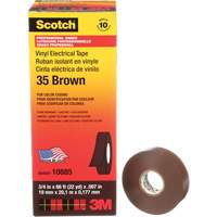 Scotch&reg; Vinyl Colour Coding Electrical Tape, 19 mm (3/4") W x 20 m (66') L, 7 mils, Brown Rock Safety Industrial Ltd