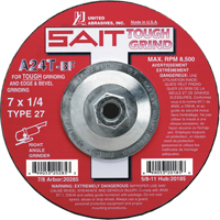 Meule A24T Tough Grind, 4-1/2" x 1/4", Arbre 7/8", Oxyde d'aluminium, Type 27 Rock Safety Industrial Ltd