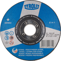 Meule de base 2 en 1, 4-1/2" x 1/4", Arbre 7/8", Type 27 Rock Safety Industrial Ltd