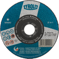 Meule &agrave; tronçonner 2-en-1 de base, 4-1/2" x 1/16", Arbre de 7/8", Type 1, Oxyde d'aluminium, 13 300 Tr/min Rock Safety Industrial Ltd