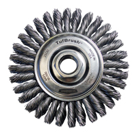 Brosse &agrave; fils nou&eacute;s TufBrush, Dia. 4", Fils 0,02", Arbre 5/8"-11, Acier Rock Safety Industrial Ltd