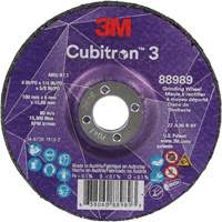 Cubitron 3 Depressed Centre Grinding Wheel, 4" x 1/4", 5/8" Arbor, Ceramic, Type T27 Rock Safety Industrial Ltd