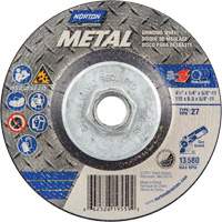 Meule pour le m&eacute;tal, 4-1/2" x 1/4", Arbre 5/8"-11, Oxyde d'aluminium, Type 27 Rock Safety Industrial Ltd