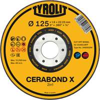 Meule &agrave; tronçonner pour acier et acier inoxydable CERABOND X, 4-1/2" x 0,45", Arbre de 7/8", Type 1, C&eacute;ramique, 12250 Tr/min Rock Safety Industrial Ltd