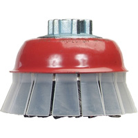 Knotted Wire Cup Brush with Protective Guard, 4" Dia. x 5/8"-11 Arbor Rock Safety Industrial Ltd
