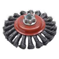 Brosse concave &agrave; fils nou&eacute;s torsad&eacute;s, Dia. 4", Fils 0,02", Arbre 5/8"-11, Acier Rock Safety Industrial Ltd