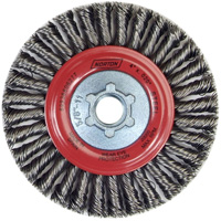 Brosse &agrave; fils nou&eacute;s pour cordons de soudure pour meuleuse angulaire, Dia. 4", Fils 0,02", Arbre 5/8"-11, Acier Rock Safety Industrial Ltd