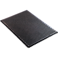 Syst&egrave;me de tapis anti-fatigue emboîtable en caoutchouc conducteur, Caoutchouc, 2' la c, 3' lo, 1/2" &eacute;paisseur, Noir Rock Safety Industrial Ltd