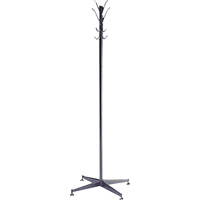 Coat Tree, 60" H, Steel, Black, 8 Hook(s) Rock Safety Industrial Ltd