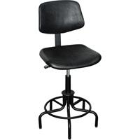 Tabouret avec dossier de s&eacute;rie 6000, Stationnaire, Ajustable, , Polyur&eacute;thane Si&egrave;ge, Noir Rock Safety Industrial Ltd