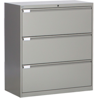 Classeur lat&eacute;ral, Acier, 3 tiroirs, 36" la x 18" p x 40-1/16" h, Gris Rock Safety Industrial Ltd