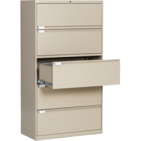 Classeur lat&eacute;ral, Acier, 5 tiroirs, 36" la x 18" p x 65-1/2" h, Beige Rock Safety Industrial Ltd