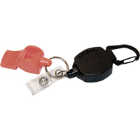 D&eacute;rouleur autor&eacute;tractable pour carte d'identit&eacute; et cl&eacute;s avec sifflet, M&eacute;tal en alliage de zinc, C&acirc;ble 24", Fixation Mousqueton Rock Safety Industrial Ltd