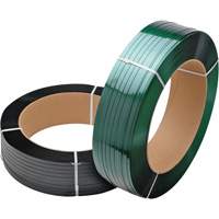 Feuillard vert, Polyester, 5/8" la x 3800' lo, Vert, Calibre Manuel Rock Safety Industrial Ltd